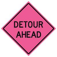 23Y981 48in DETOUR AHEAD Pink