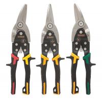 24A436 Aviation Snip Set, 8 In, Ylw, Red, Grn, 3 Pc