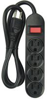 24A456 Outlet Strip, 4 Outlets, Black