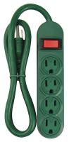 24A457 Outlet Strip, 4 Outlets.Green