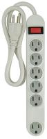 24A461 Outlet Strip, 6 Outlets, 5 plus 1, White