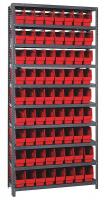 24K021 Bin Shelving, Solid, 36X12, 72 Bins, Red