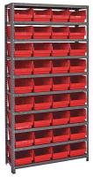 24K023 Bin Shelving, Solid, 36X12, 36 Bins, Red