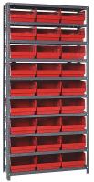 24K024 Bin Shelving, Solid, 36X12, 27 Bins, Red