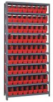 24K029 Bin Shelving, Solid, 36X18, 72 Bins, Red
