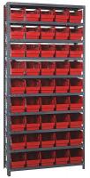 24K030 Bin Shelving, Solid, 36X18, 45 Bins, Red