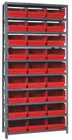 24K032 Bin Shelving, Solid, 36X18, 27 Bins, Red
