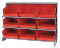 24K040 Pick Rack, 12Dx36Wx21H, 9 Red Bins