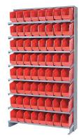 24K041 Pick Rack, 12Dx36Wx60H, 64 Red Bins