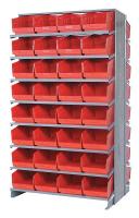 24K047 Pick Rack, 24Dx36Wx60H, 64 Red Bins