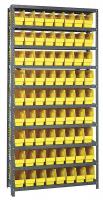 24K049 Bin Shelving, Solid, 36X12, 72 Bins, Yellow