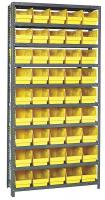 24K050 Bin Shelving, Solid, 36X12, 45 Bins, Yellow