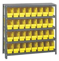 24K053 Bin Shelving, Solid, 36X12, 32 Bins, Yellow