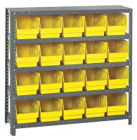 24K054 Bin Shelving, Solid, 36X12, 20 Bins, Yellow