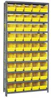 24K058 Bin Shelving, Solid, 36X18, 45 Bins, Yellow