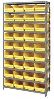 24K059 Bin Shelving, Solid, 36X18, 36 Bins, Yellow