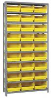 24K060 Bin Shelving, Solid, 36X18, 27 Bins, Yellow