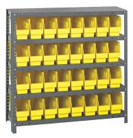 24K061 Bin Shelving, Solid, 36X18, 32 Bins, Yellow