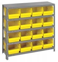 24K063 Bin Shelving, Solid, 36X18, 16 Bins, Yellow