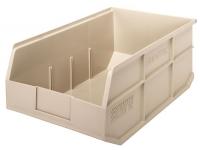 24K158 Stackable Shelf Bin, 18x11x7, Ivory