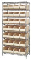 24K161 Bin Shelving, Wire, 36X12, 28 Bins, Ivory