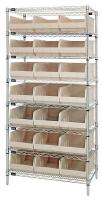 24K162 Bin Shelving, Wire, 36X12, 21 Bins, Ivory