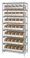 24K163 Bin Shelving, Wire, 36X14, 35 Bins, Ivory