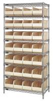 24K164 Bin Shelving, Wire, 36X14, 28 Bins, Ivory