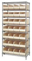 24K167 Bin Shelving, Wire, 36X18, 28 Bins, Ivory