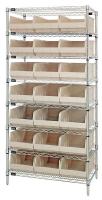 24K168 Bin Shelving, Wire, 36X18, 21 Bins, Ivory