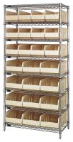 24K170 Bin Shelving, Wire, 36X21, 24 Bins, Ivory