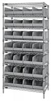 24K207 Bin Shelving, Wire, 36X12, 28 Bins, Gray