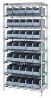 24K209 Bin Shelving, Wire, 36X14, 35 Bins, Gray