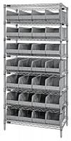 24K210 Bin Shelving, Wire, 36X14, 28 Bins, Gray