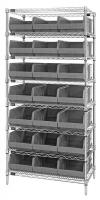 24K211 Bin Shelving, Wire, 36X14, 21 Bins, Gray