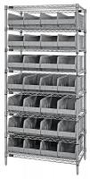 24K213 Bin Shelving, Wire, 36X18, 28 Bins, Gray