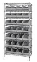 24K215 Bin Shelving, Wire, 36X21, 28 Bins, Gray