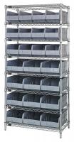 24K216 Bin Shelving, Wire, 36X21, 24 Bins, Gray
