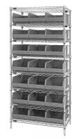 24K217 Bin Shelving, Wire, 36X21, 21 Bins, Gray