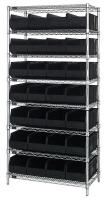 24K228 Bin Shelving, Wire, 36X12, 28 Bins, Black