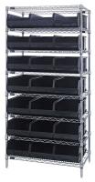 24K229 Bin Shelving, Wire, 36X12, 21 Bins, Black