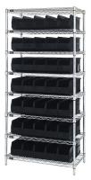 24K230 Bin Shelving, Wire, 36X14, 35 Bins, Black