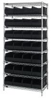 24K231 Bin Shelving, Wire, 36X14, 28 Bins, Black