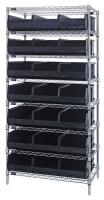 24K232 Bin Shelving, Wire, 36X14, 21 Bins, Black