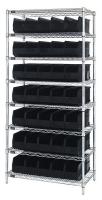 24K233 Bin Shelving, Wire, 36X18, 35 Bins, Black