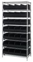 24K234 Bin Shelving, Wire, 36X18, 28 Bins, Black