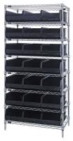 24K235 Bin Shelving, Wire, 36X18, 21 Bins, Black