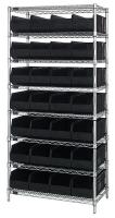 24K236 Bin Shelving, Wire, 36X21, 28 Bins, Black