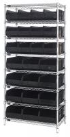 24K237 Bin Shelving, Wire, 36X21, 24 Bins, Black