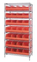 24K257 Bin Shelving, Wire, 36X21, 28 Bins, Orange